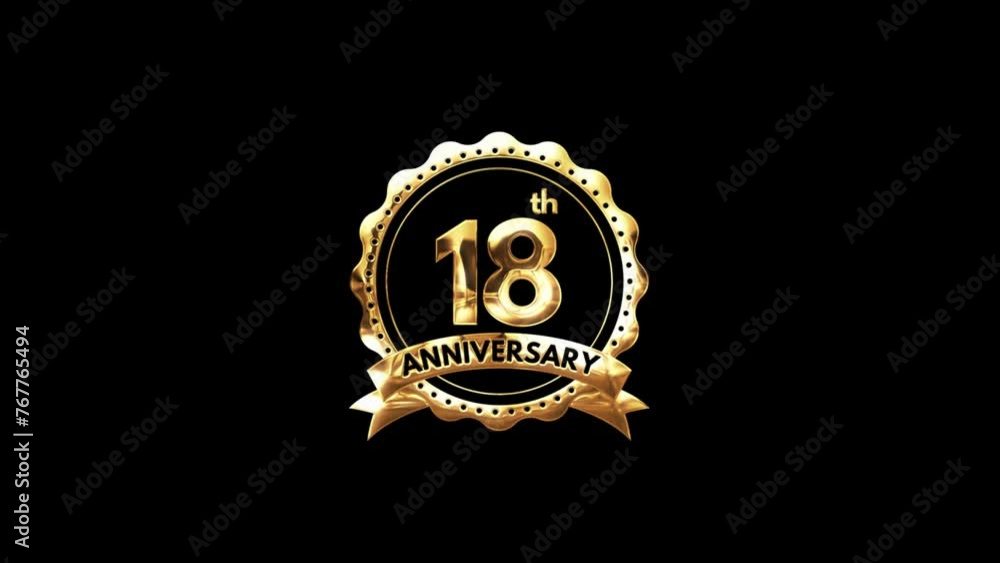 18th Anniversary luxury Gold Animation. Greeting for the 18th ...