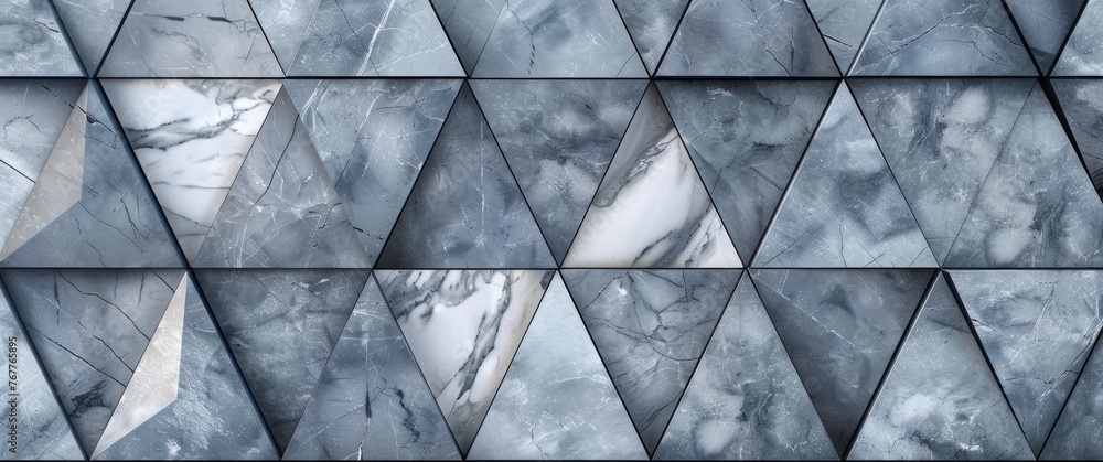 Obraz premium Abstract background with triangular gray metallic and stone shapes, textured wall surface