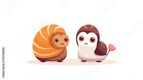 Cute snail cartoon vector flat vector 