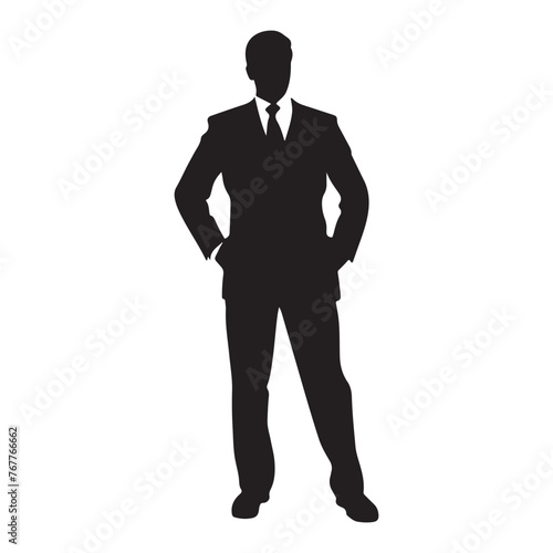 commanding businessman silhouette clipart black and white