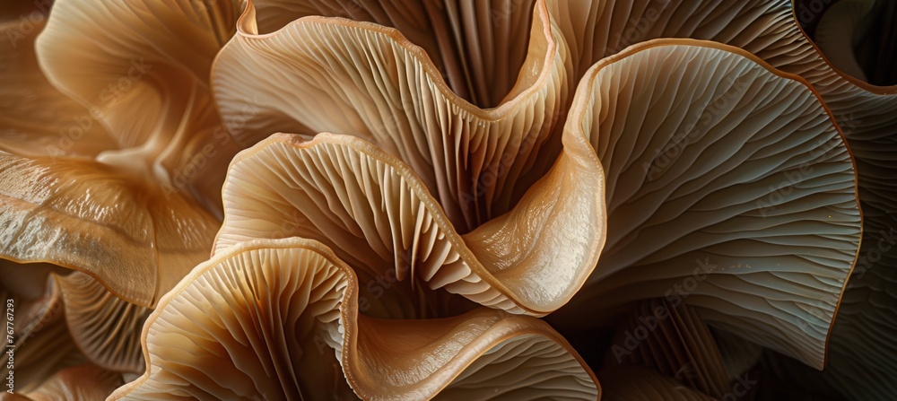 abstract background of mushroom gills. Mushroom texture background. Abstract wallpaper design with close up of oyster mushroom pattern. Delicate natural print for wall art abstract background of mushroom gills. Mushroom texture background. Abstract wallpaper design with close up of oyster mushroom pattern. Delicate natural print for wall art