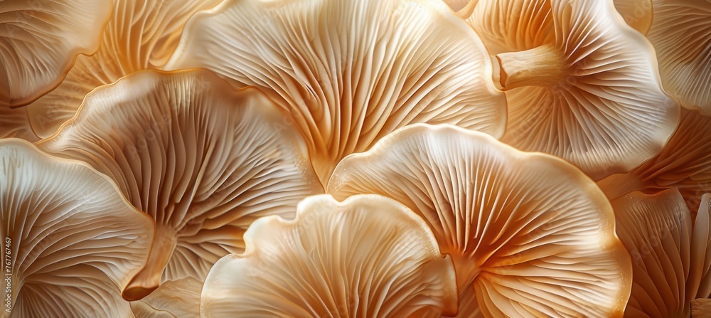 abstract background of mushroom gills. Mushroom texture background. Abstract wallpaper design with close up of oyster mushroom pattern. Delicate natural print for wall art abstract background of mushroom gills. Mushroom texture background. Abstract wallpaper design with close up of oyster mushroom pattern. Delicate natural print for wall art
