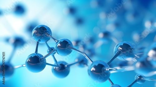 Abstract 3D illustration of a blue molecular structure
