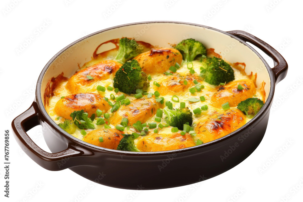 Delightful Shrimp and Broccoli Casserole Creation. On a White or Clear Surface PNG Transparent Background.