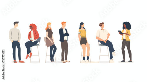 Illustration of cute working people having a conversation