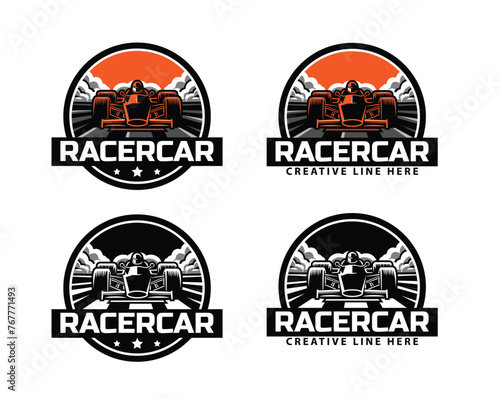 race car logo illustration set