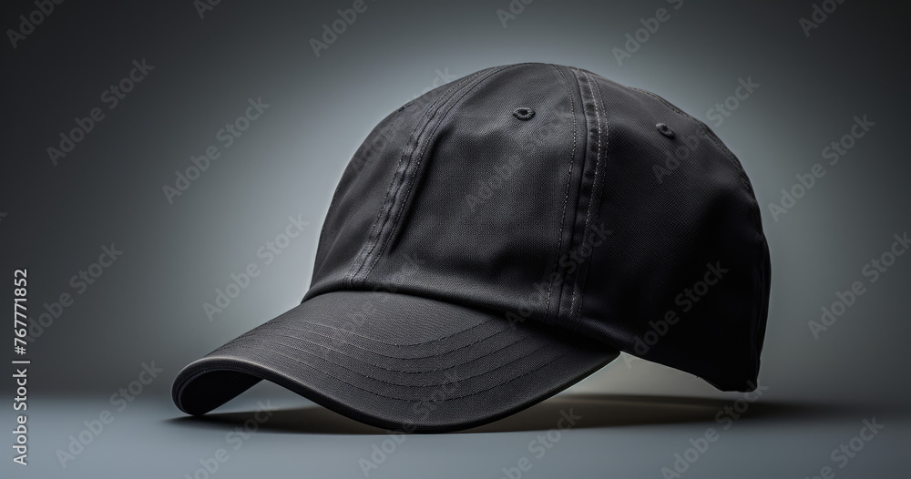 Realistic black or white or grey baseball cap hat templates, isolated on white black background, front and side view. Mockup template for artwork graphic design Realistic black or white or grey baseball cap hat templates, isolated on white black background, front and side view. Mockup template for artwork graphic design