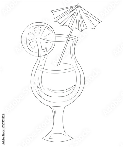 cocktail coloring book page for kids and adults
