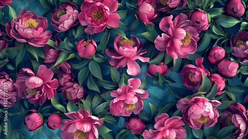 Peonies Seamless Floral Pattern Flowers on  © Ali