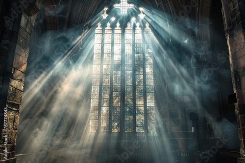 light going through a church window, Generative AI