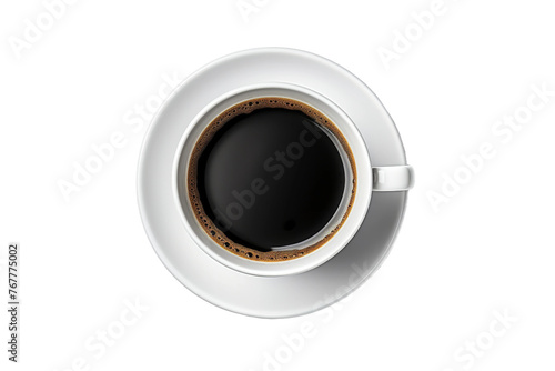 A Serene Morning: A Cup of Coffee Resting on a Delicate Saucer. On a White or Clear Surface PNG Transparent Background.
