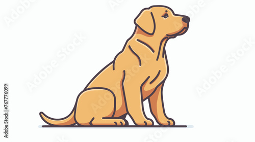 Mans best friend dog line illustration Flat vector 