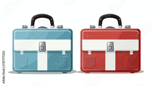Moved color first aid kith medical briefcase Flat vector photo