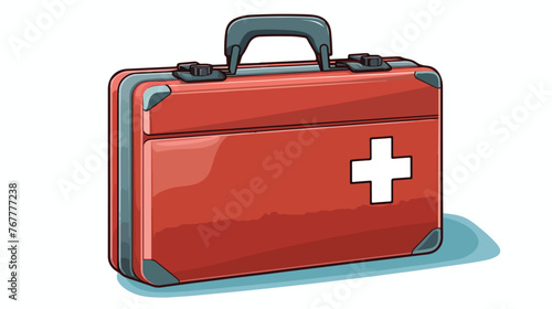 Moved color first aid kith medical briefcase Flat vector photo