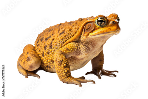 Serenade of the Tiny Tenor: Brown Frog on Snowy Canvas. On a White or Clear Surface PNG Transparent Background.