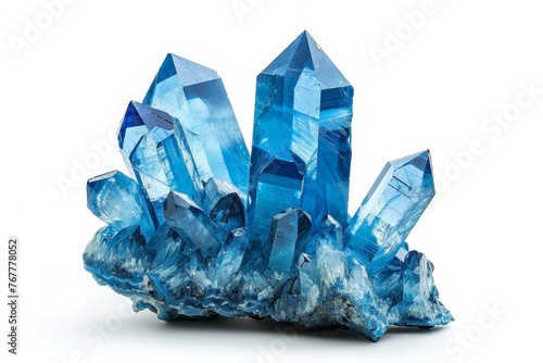 blue crystal gem, gemstone isolated on white background, Generative AI