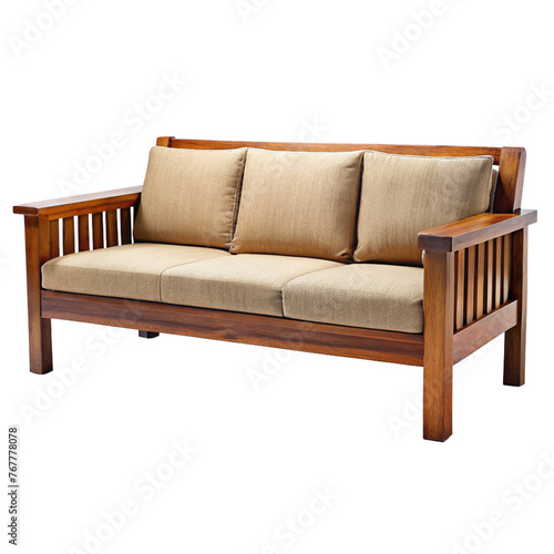 Traditional Furniture of sofa inncream with natural wood legs.