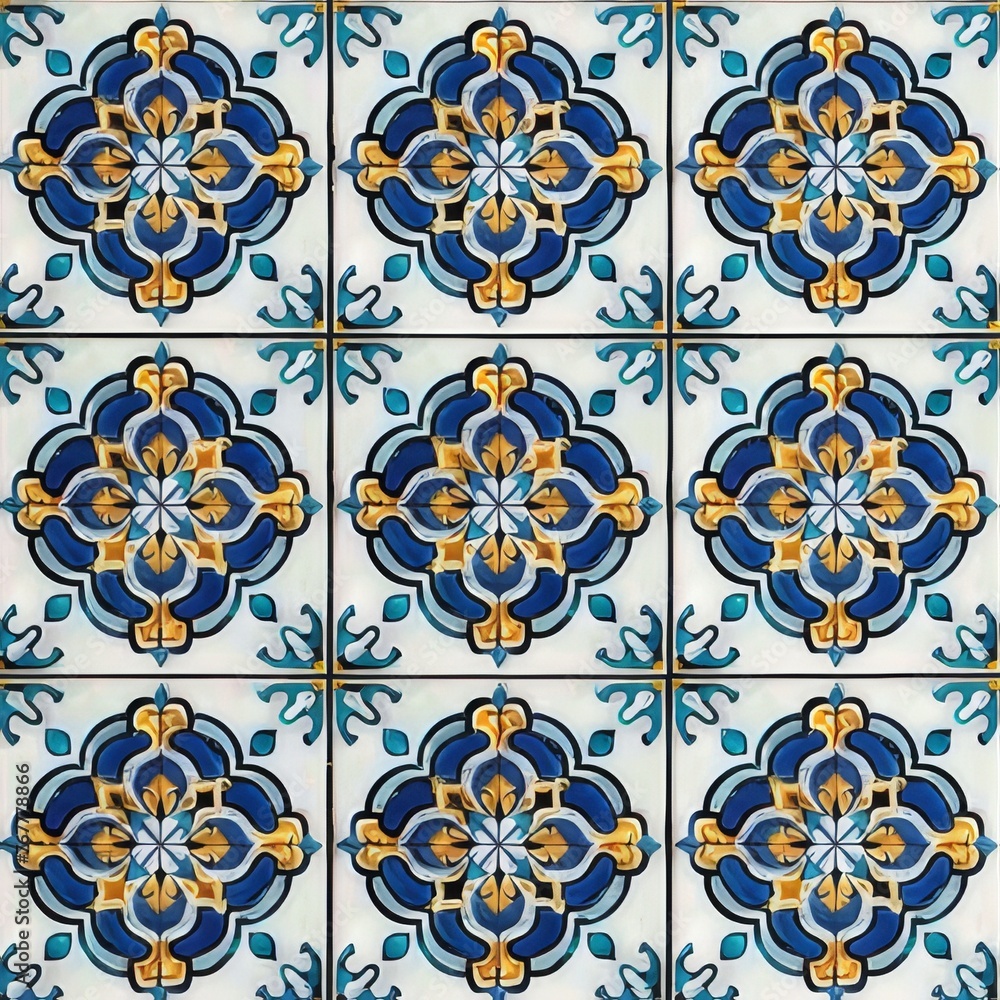 Repeating pattern inspired by Basque tile style. It has a seamless edge for continuous repeatability.