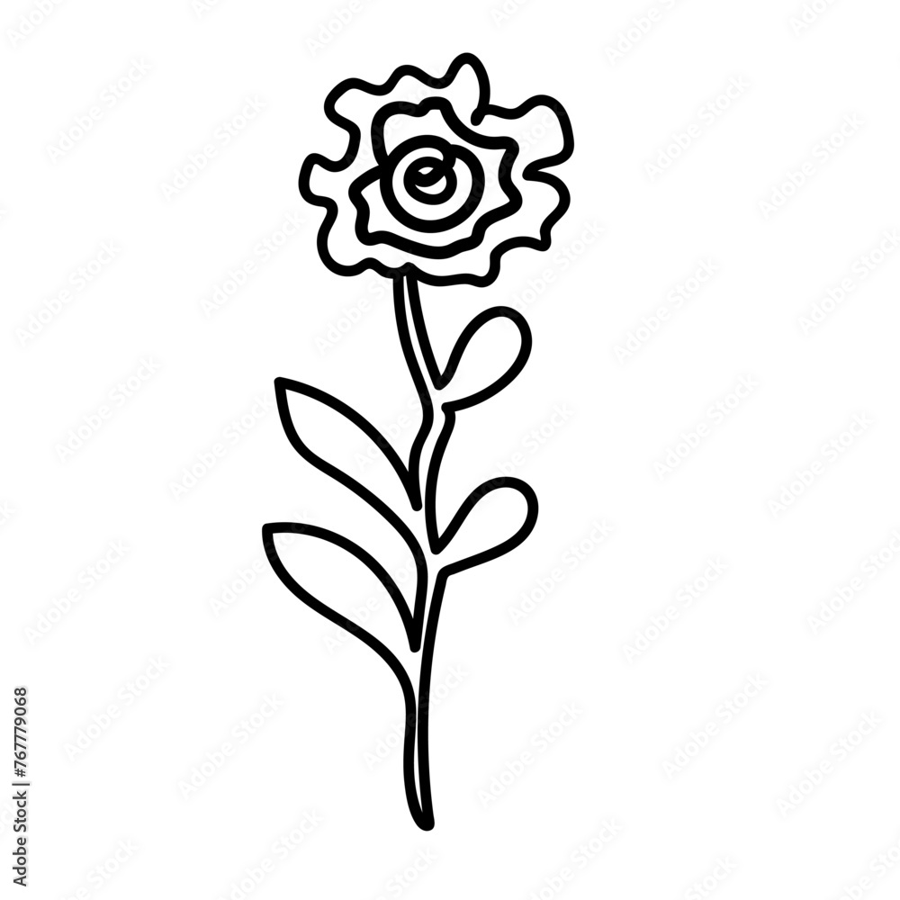 Doodle line floral drawing. Vector illustration Doodle line floral drawing. Vector illustration