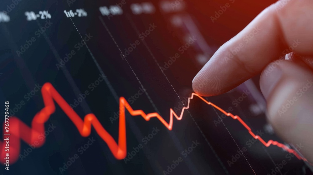 Close-up of hands wringing over a graph showing market crash Close-up of hands wringing over a graph showing market crash
