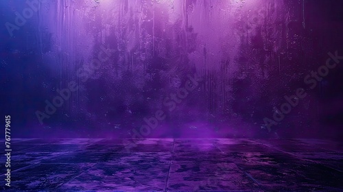 floor epmty dark studio background blue and purple noise effect 