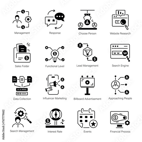 Pack of Lead Generation and Marketing Approach Linear Icons 

