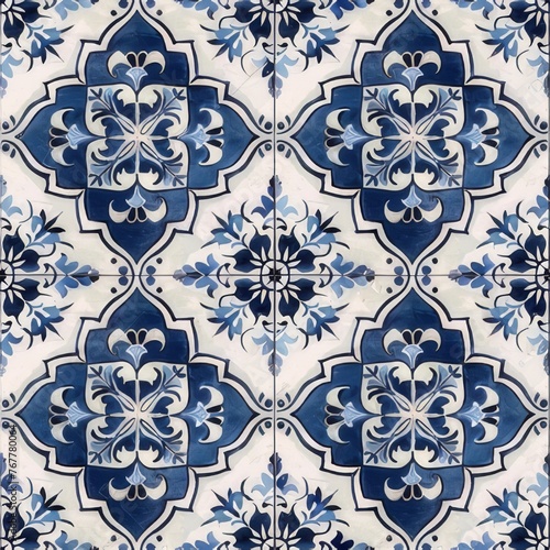 Repeating pattern inspired by Basque tile style. It has a seamless edge for continuous repeatability.