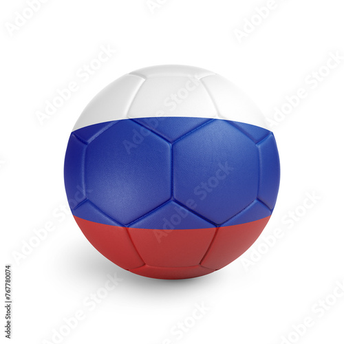 Soccer ball with Russia team flag  isolated on white background