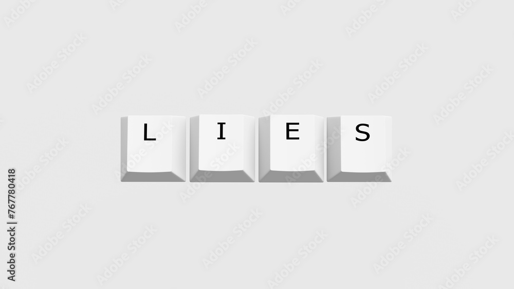 Lies keyboard keys word internet communication news technology background 3d illustration render digital rendering