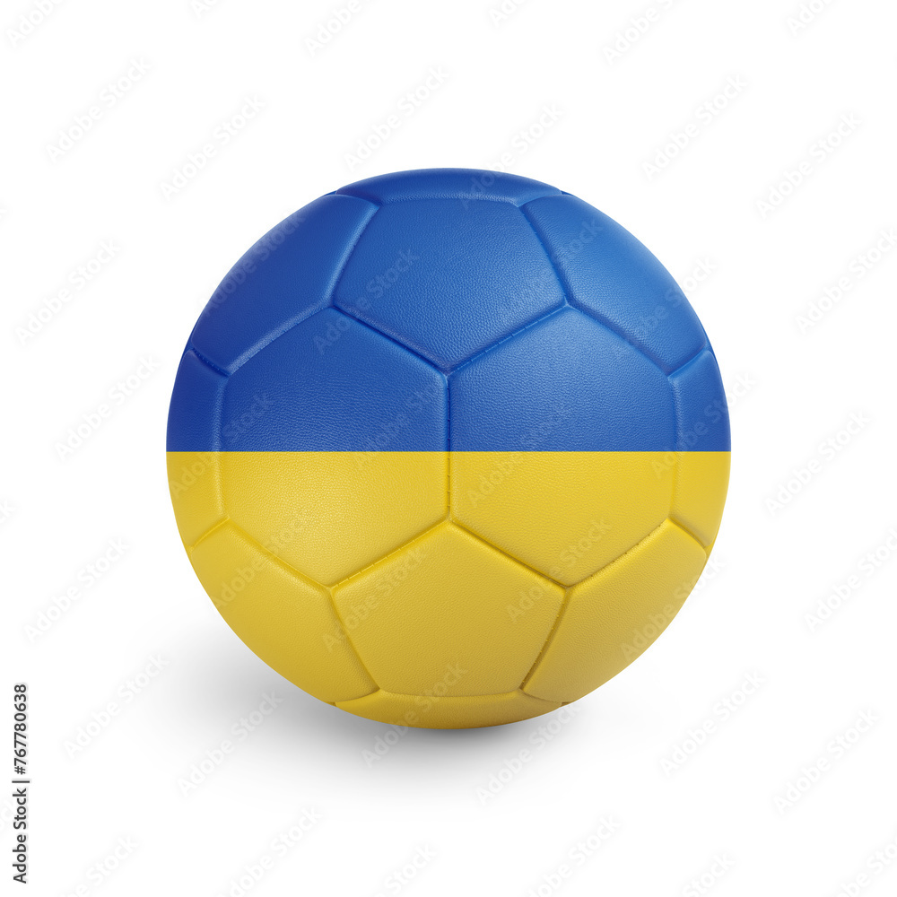 Soccer ball with Ukraine team flag, isolated on white background Soccer ball with Ukraine team flag, isolated on white background