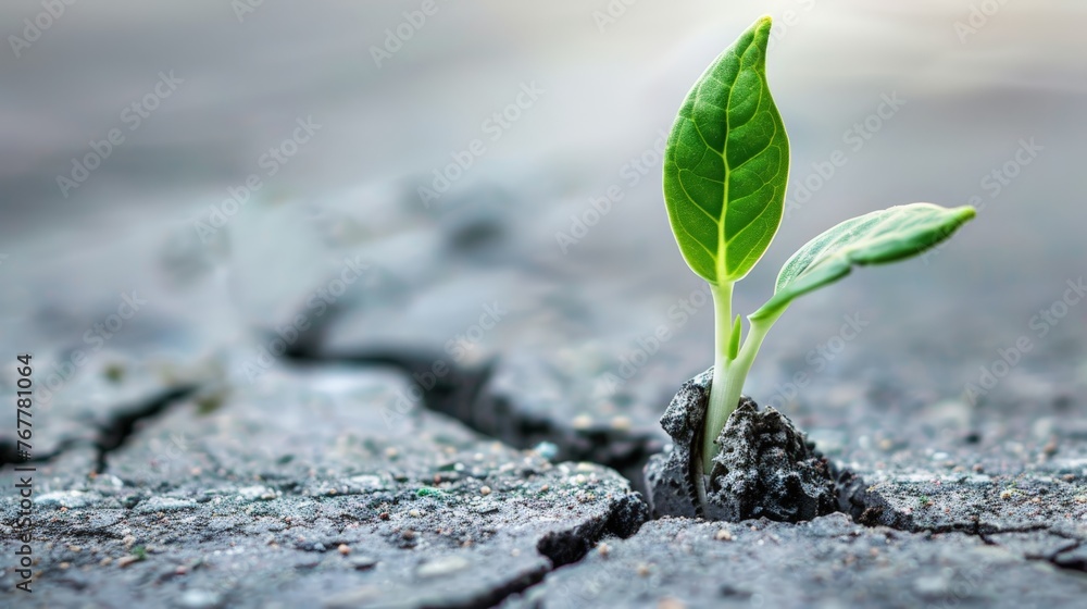 A single seed sprouting through cracked concrete, symbolizing resilience and breakthrough A single seed sprouting through cracked concrete, symbolizing resilience and breakthrough