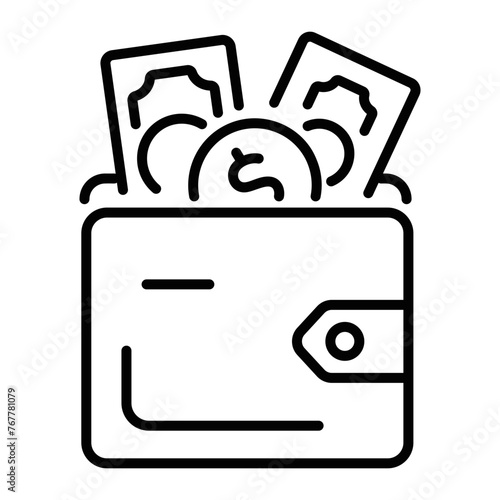 Download linear icon of a money wallet 
