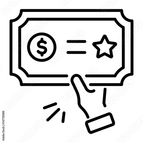 Handy line style icon of winning ticket 