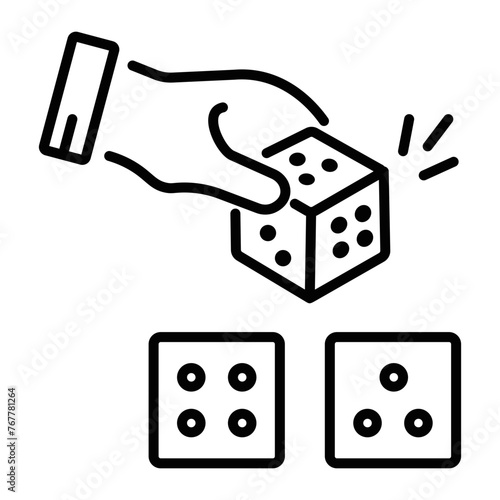 Trendy line style icon of dice game 