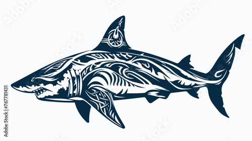 Shark Tattoo Flat vector isolated on white background