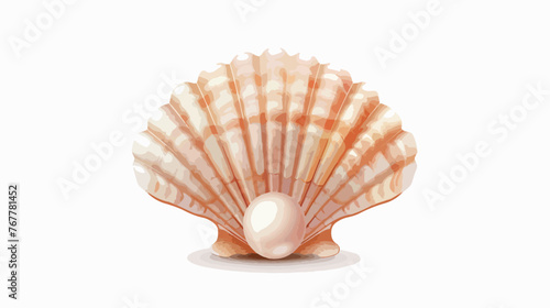 Shell with Pearl. Illustration Flat vector 