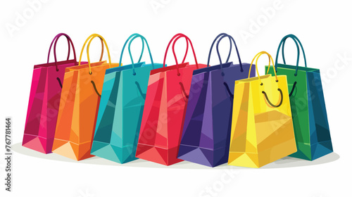 Shopping bags in a group with multi colors represention