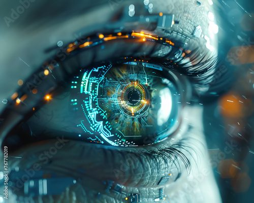 Detailed rendering of an advanced cybernetic eye a fusion of biology and technology in high resolution