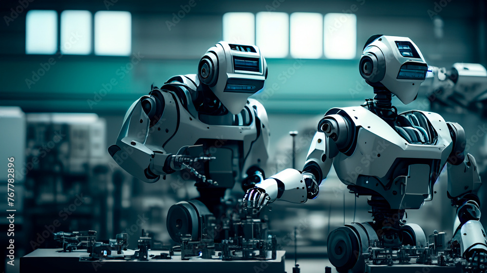 Mechanized industry robot working in factory Mechanized industry robot working in factory