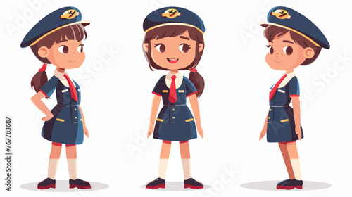 Stewardess-flat coloring style-illustration 