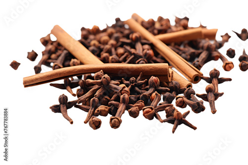 Wallpaper Mural Aromatic Symphony: Cinnamon Stick Tower Beside Fresh Cinnamon Quills. On a White or Clear Surface PNG Transparent Background. Torontodigital.ca