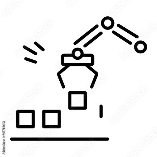 Easy to edit linear icon of a robotic arm 