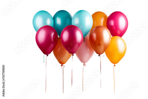 Symphony of Color  Balloons Aligned in Perfect Harmony. On a White or Clear Surface PNG Transparent Background.