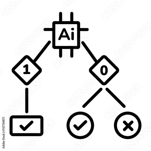 Trendy line style icon of ai decision tree 