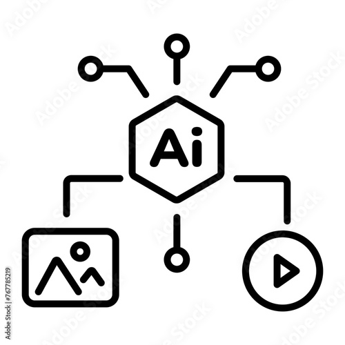Handy line style icon of ai content creation 