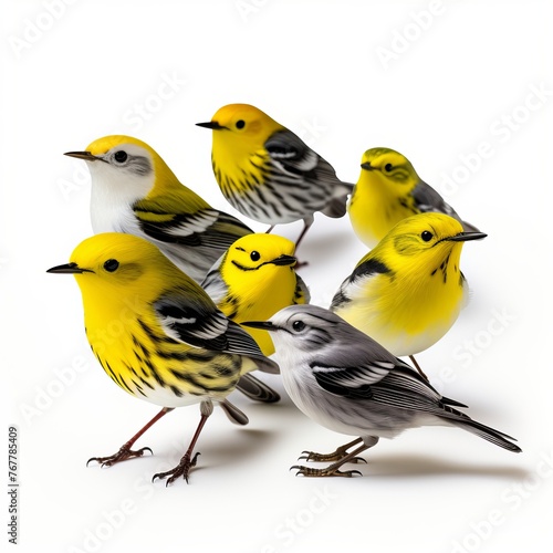 Beautiful Warblers isolated on white background
 photo