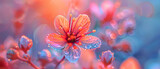 Macro photography in 8K of a delicate flower blooming amidst a vibrant abstract landscape a celebration of nature and art