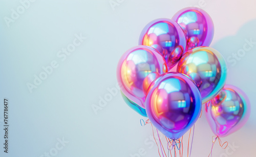 Iridescent Celebration: Holographic Foil Balloons on White © Curioso.Photography