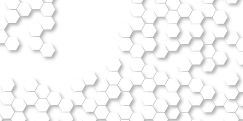 Papier peint photo  Abstract background with honeycombs seamless pattern hexagon. white texture background . white and hexagon abstract background. white paper texture and futuristic. Luxury white hexagon pattern.   © Junaid