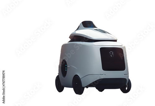 Obraz na płótnie driving self robot 3d delivery street moving image rendering three-dimensional auto automation autonomous car city deliver stribution electric express logistic mobility service w salonie